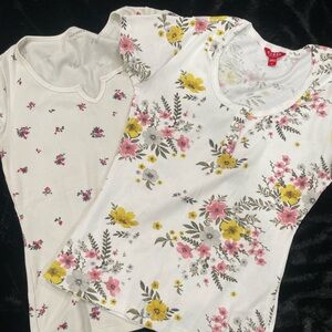 Guess White Tee with Floral Accents